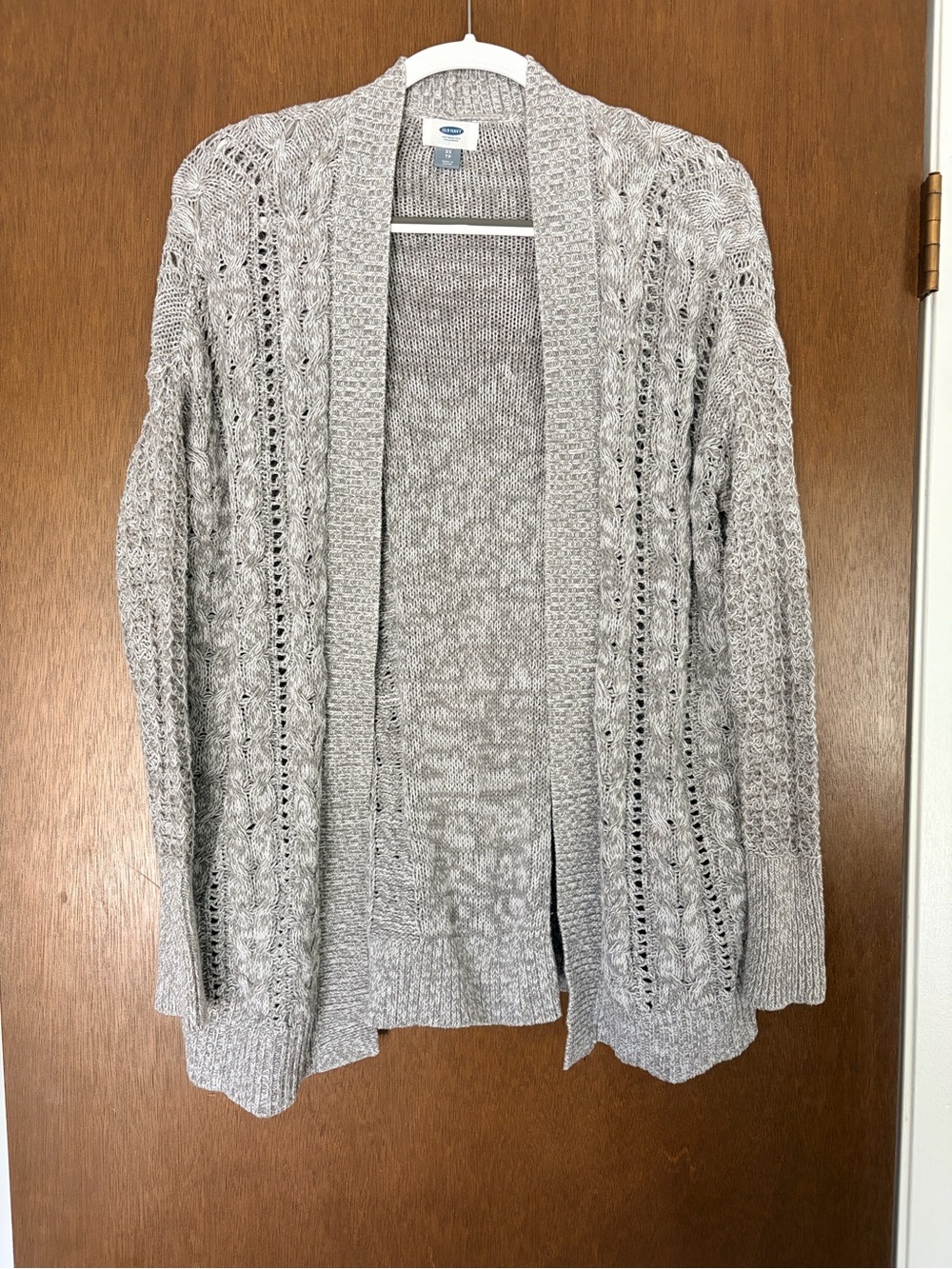 Old Navy Light Gray Open-Front Cable Cardigan